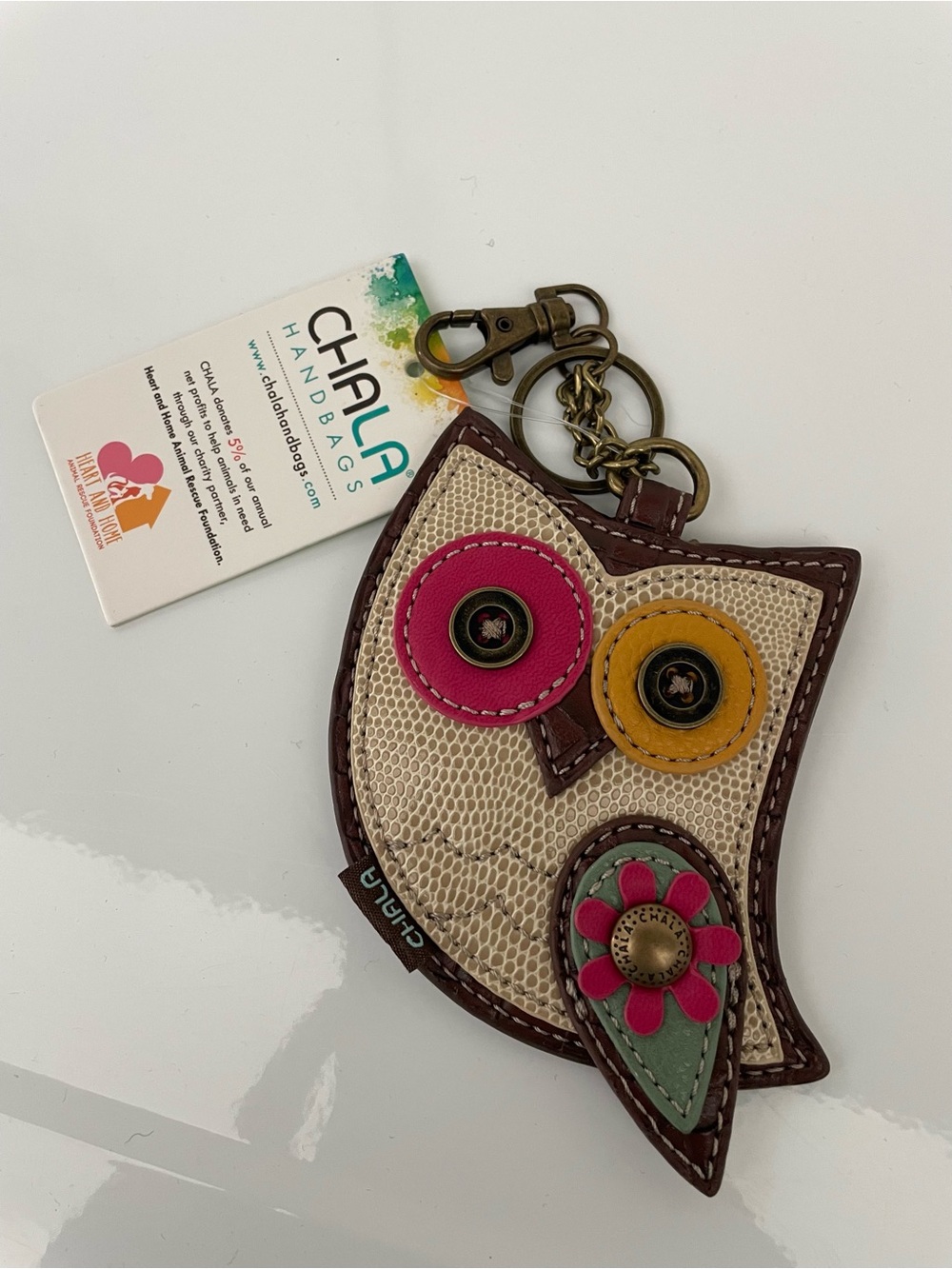Chala Owl Keychain Bag Charm - Pink, Yellow, Green